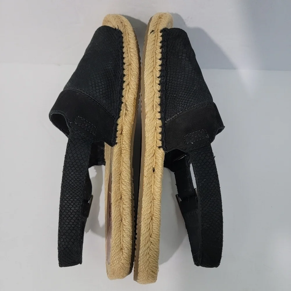 UGG Isadora Black Leather Snakeskin Slink Back Espadrille Sandals Women Sz 5.5